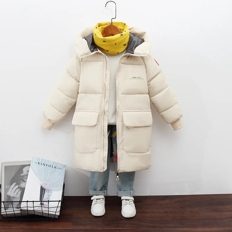 

Winter Warm kids Long Coat New Children Outerwear Colorful Fur Collar Cotton Baby Girls Jackets Kids Outfits Girls clothes parka