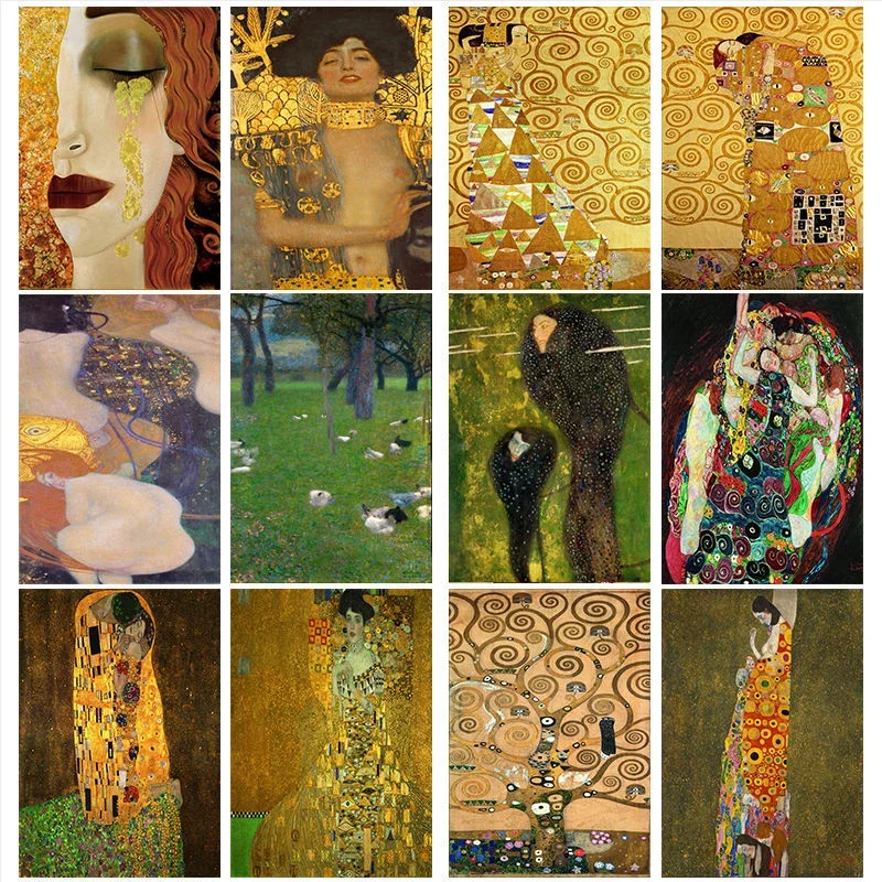 

World Most Famous Oil Canvas Painting Series Classic Artist Gustav Klimt Posters Prints Wall Art Picture for Living Room Cuadros