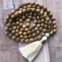 6mm picture stone knotted tassel 108 bead mala necklace wristband reiki meditation bracelet spirituality colorful wrist elegant