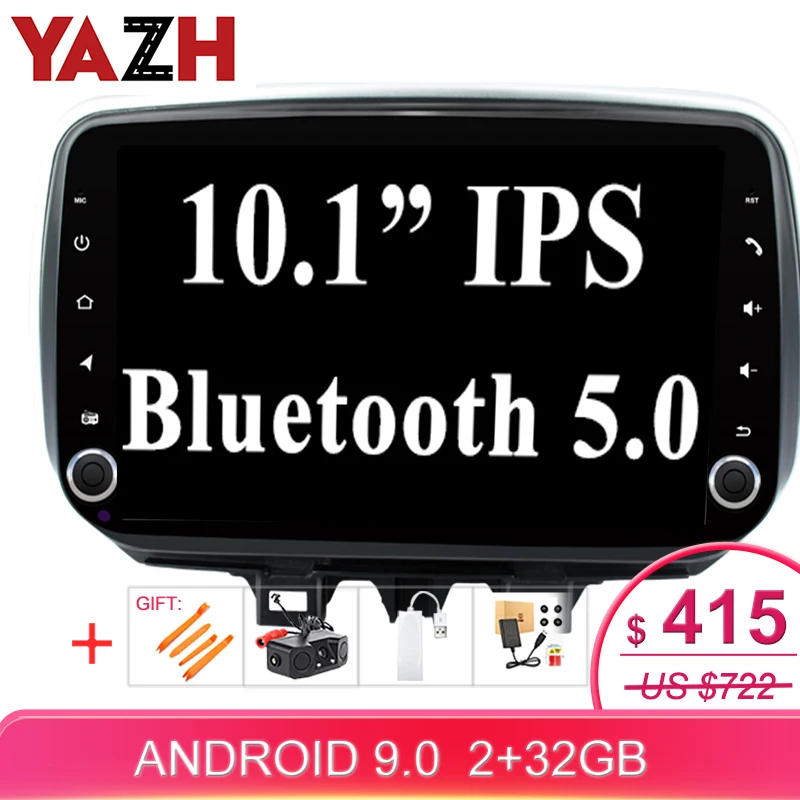 YAZH 1 Din Авторадио gps для hyundai Tucson/Ix35 с Android 9,0 Восьмиядерный ОЗУ 2 Гб ПЗУ 32 ГБ/10,1 дюймов дисплей