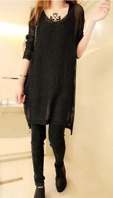 Свитер платье 2019 Новая мода длинный рукав Весна корейский Свободный участок был