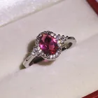 Роза красный камень циркон кольца для женщин винтажные цвета обещание Любовь Обручальное кольцо Роскошные свадебные украшения вечерние выпускной