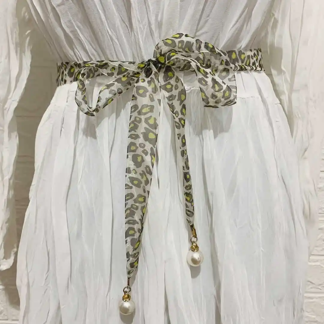 

Chiffon Women's Belt Pearl Transparent Luxury Female Belt Without Buckle Waist Support Girdle Cinturon Women For Dress Waistband