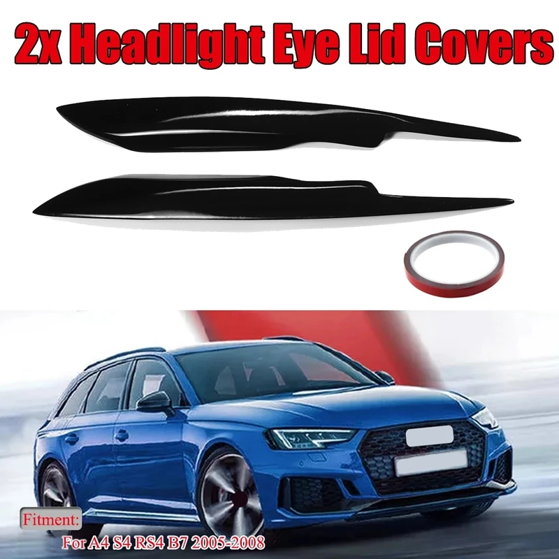 

Car Headlight Eyebrows Eyelids Trim Cover Sticker For- A4 S4 RS4 B7 2005-2008