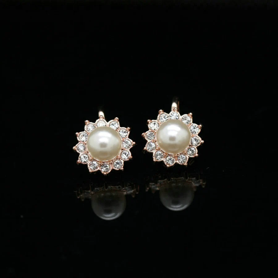 Модные жемчужные зажимы для ушей с цветочным дизайном серьги Дня матери подарок