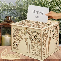 wedding decoration diy wedding gift mr mrs wooden card money box case with lock rustic beautiful party favor birthday supplies