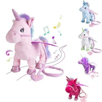 funny 35cm electric walking unicorn plush toy stuffed animal toy electronic music unicorn toys for children christmas gifts