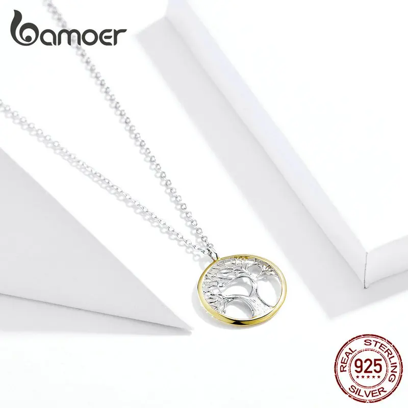 Bamoer, дерево жизни, подвеска, ожерелье для женщин, Стерлинговое Серебро, 925, семейная цепочка, ожерелье s, роскошная бижутерия, воротник, подарки, SCN367