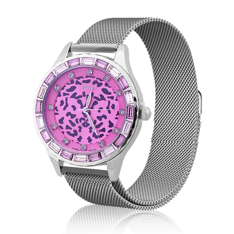 

magnetic buckle Julius Lady Women's Watch Japan Quartz Hours Fine Fashion Dress Clock Bracelet Zebra Leopard Print Girl's Gift