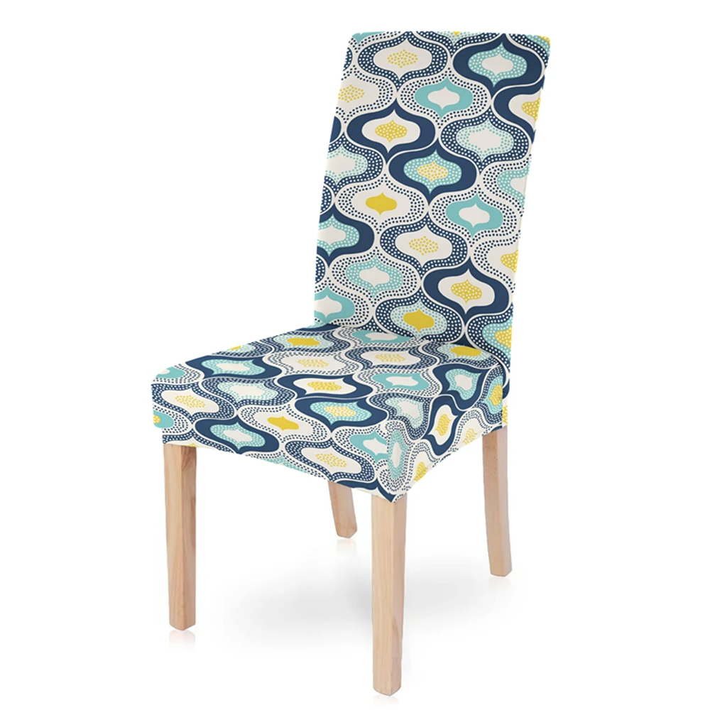 Простые геометрические эластичные чехлы для стульев с цветочным принтом съемные