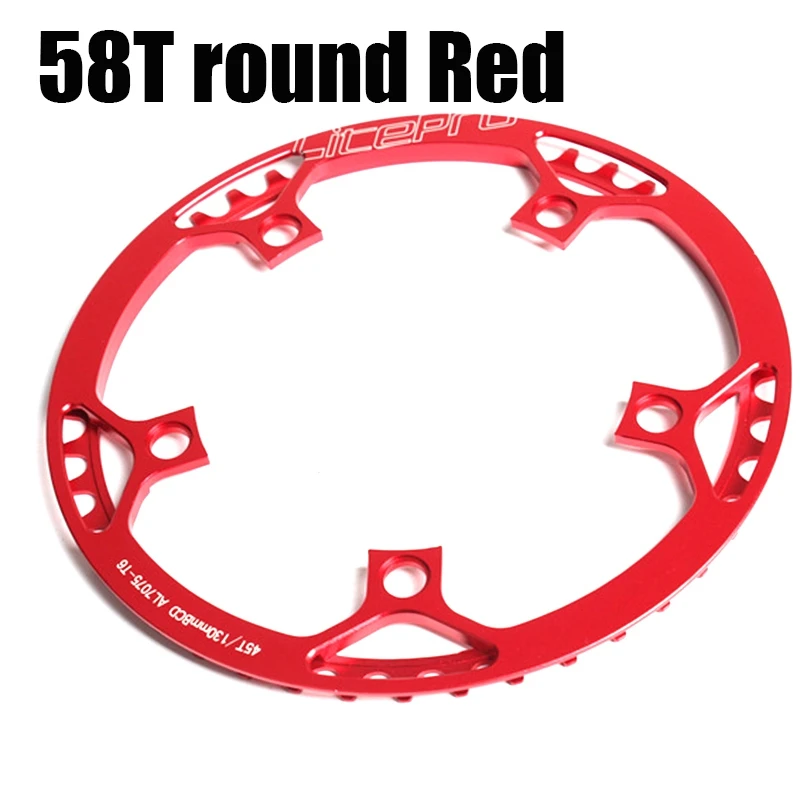 58T round Red Litepro Сверхлегкий 130 BCD 45T 47T 53T 56T 58T A7075 сплав BMX цепное кольцо складной велосипед BMX цепное колесо велосипед шатун зуб - Цвет: 58T round Red