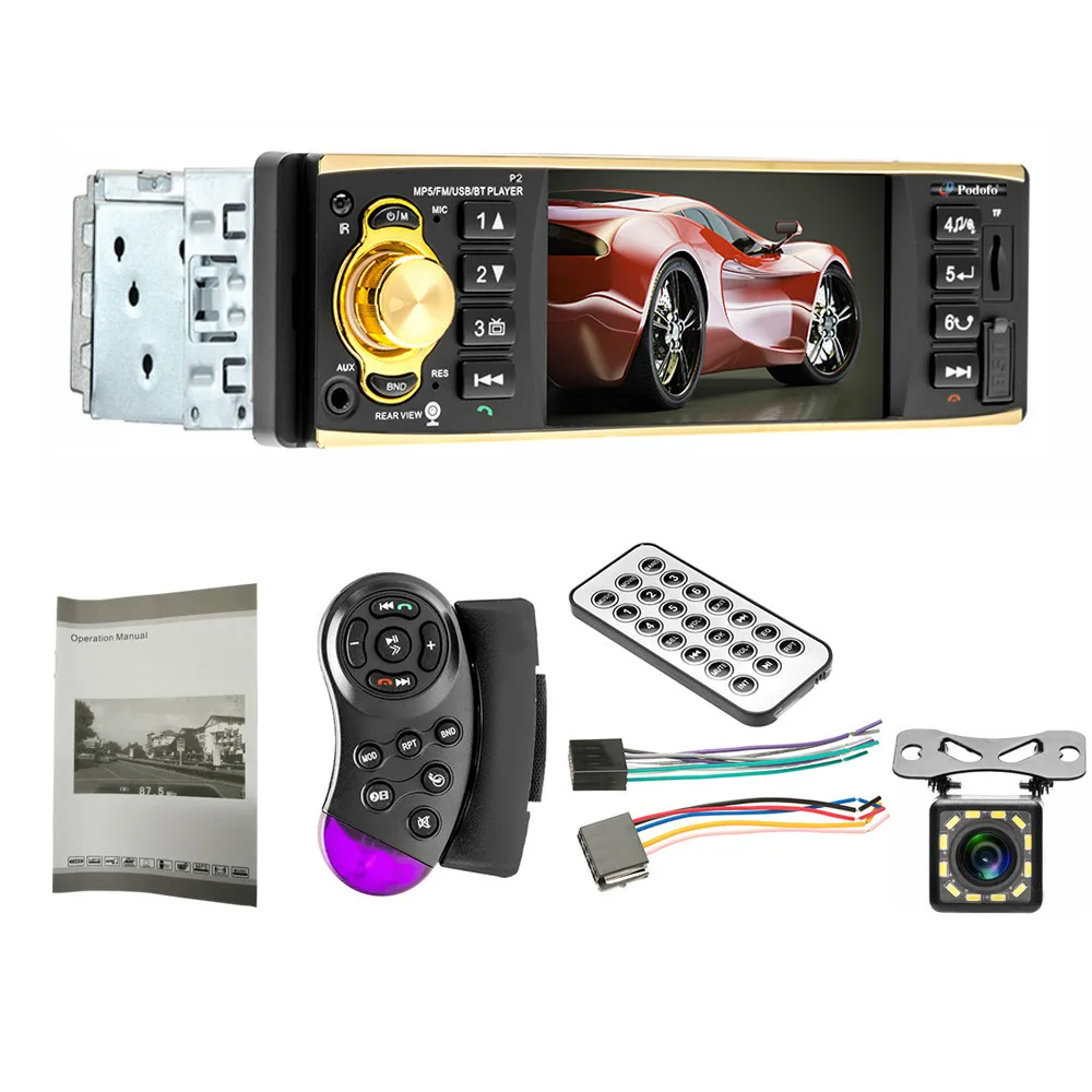With 12Led camera 4019B Автомагнитола 1 Din аудио стерео USB AUX TF карта FM Bluetooth радио станция MP3 плеер с камерой заднего вида дистанционное управление - Цвет: With 12Led camera