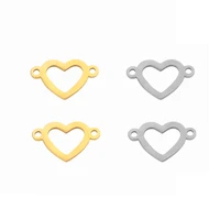5pcslot stainless steel heart charm connectors bracelet necklace hollow pendant 12x20mm diy jewelry making findings hole 2 5mm