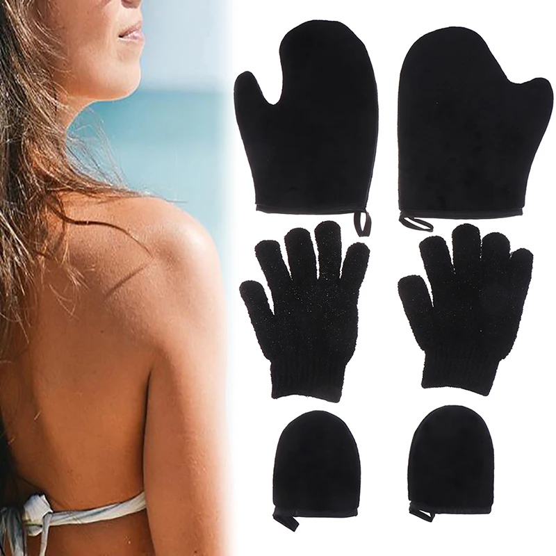 

3 шт./компл. черные перчатки для очистки тела, многоразовые перчатки для самозагара, перчатки для самозагара, перчатки для загара, крем