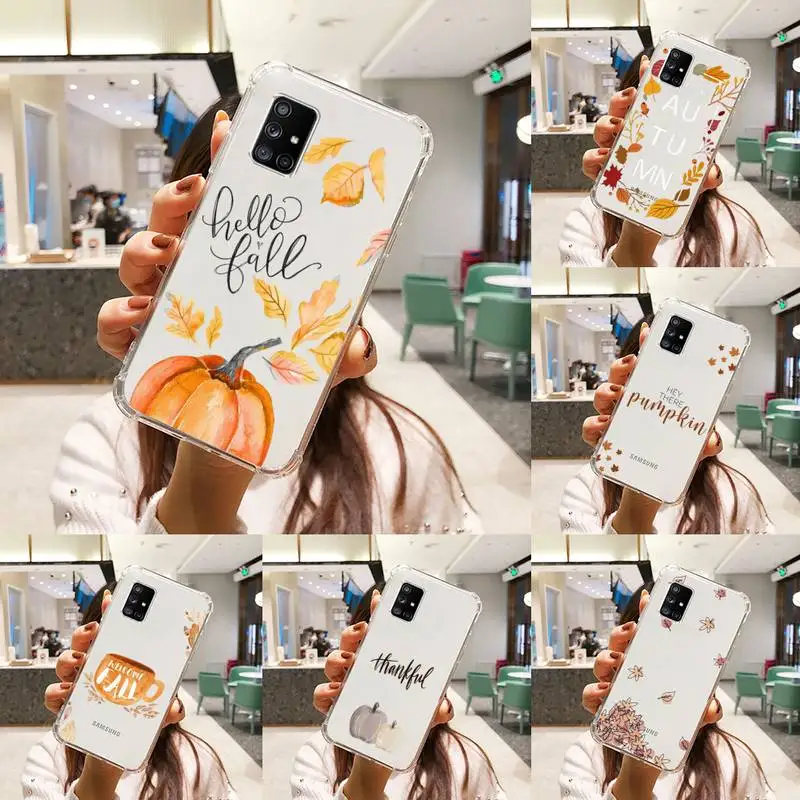 

happy autumn fall leaves Phone Case Transparent For Samsung Galaxy A S Note 9 10 51 50 71 70 80 20 21 30s ultra plus