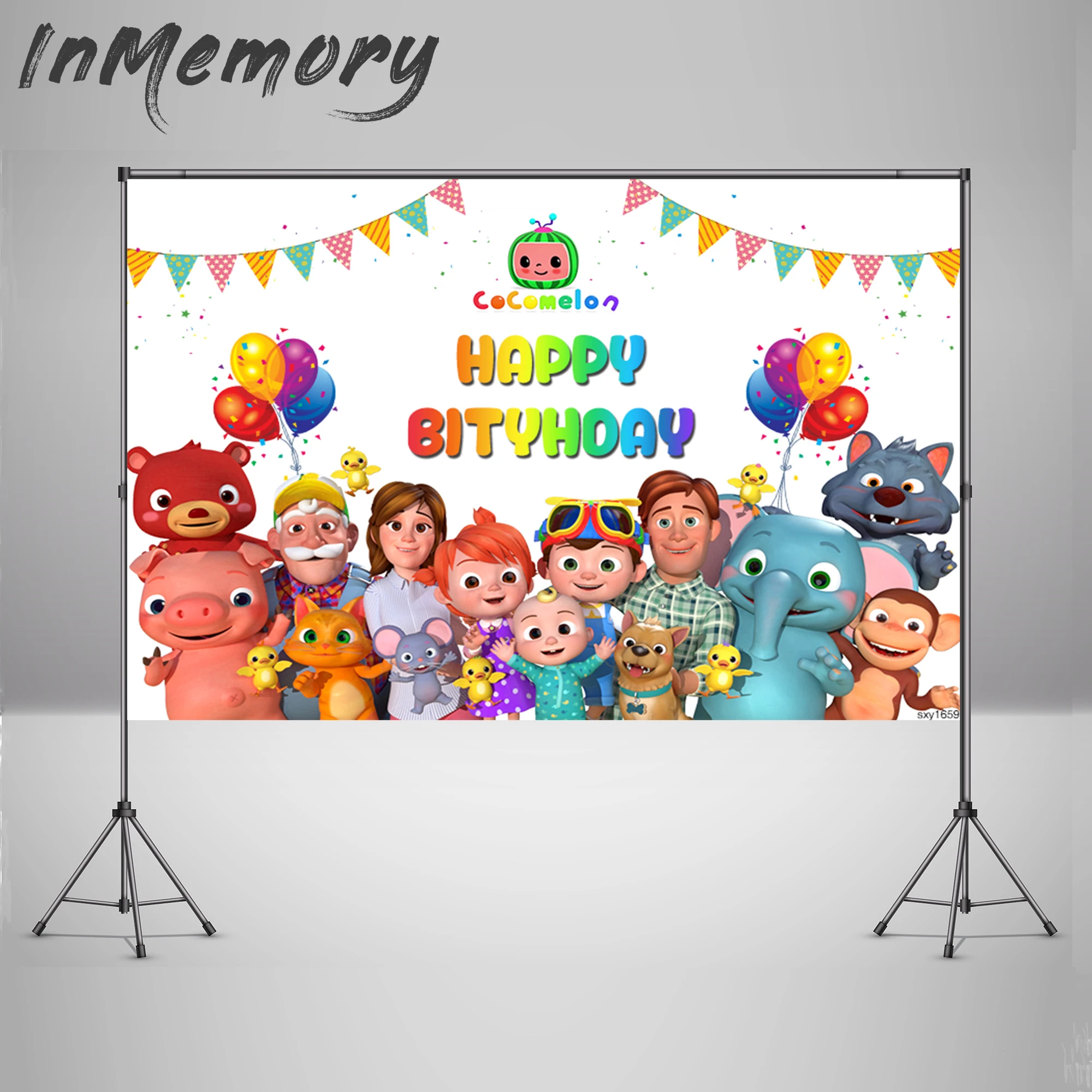 Виниловый фон для фотосъемки с семейной тематикой Cocomelon на заказ детей день