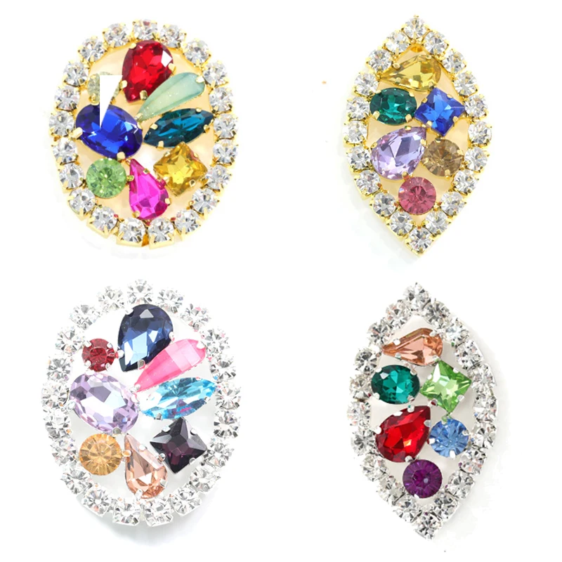 Овальный и конский глаз стразы аппликация брошь с микро-инкрустированный Циркон