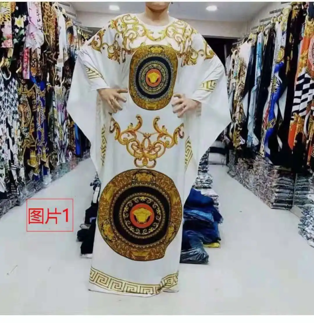 

Мусульманский длинный халат большого размера, для женщин, с 3D-принтом, для Рамадана, Дубая, ислама, с блестками, с большими рукавами, лето L-3XL