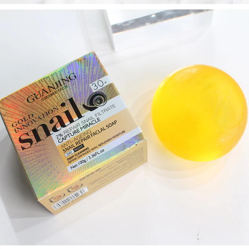 

100g Snails Golden Whiting Soap Anti-aging Deep Cleaning Antibacterial Skin Smooth Handmade Soap Face Body Cleaning Skin Care