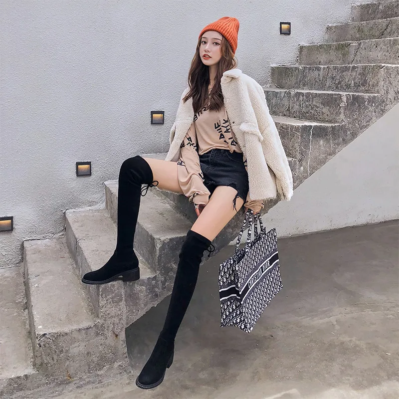 ZJVI/2019 Женские Сапоги выше колена из натуральной коровьей кожи сезон зима-осень