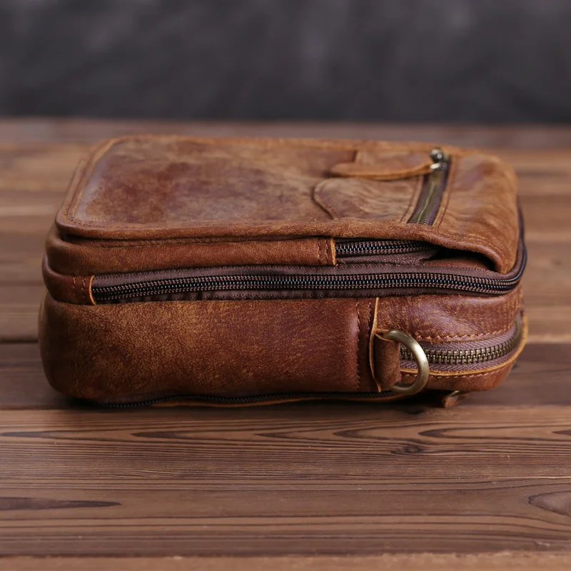 Мужская кожаная сумка AETOO Повседневная мини в стиле ретро удобная с ручкой