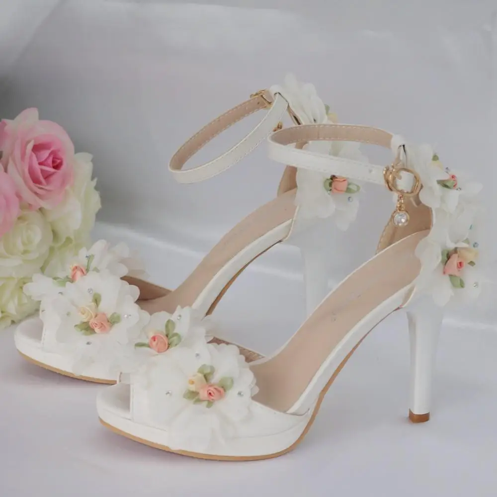 Женские белые Босоножки с открытым носком на высоком каблуке-шпильке пряжкой