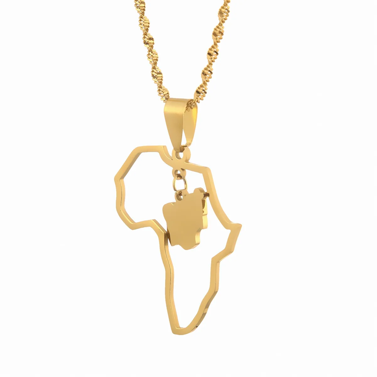 Ожерелья с подвесками в виде карты Африки и Нигерии золотого цвета ювелирные