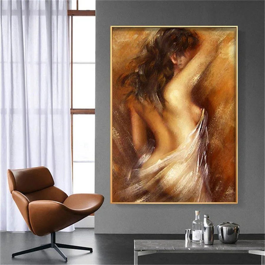 

large Hand Painted Abstract Nude Oil Painting on Canvas sexy becatiful gray Naked painting Wall Art Sexy woman Canvas Pictures