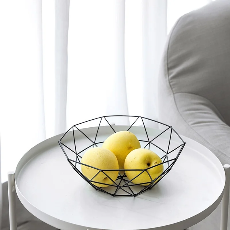 Metal Wire Fruit Plate Kitchen Living Room Storage Basket Kitchen Drain Rack Fruit Vegetable Storage Holder Snack Tray Storage