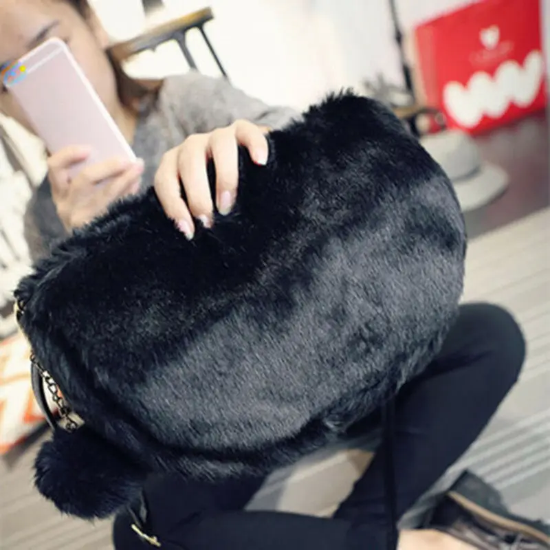 Сумка через плечо из искусственного меха для женщин Дамский мессенджер плюшевые