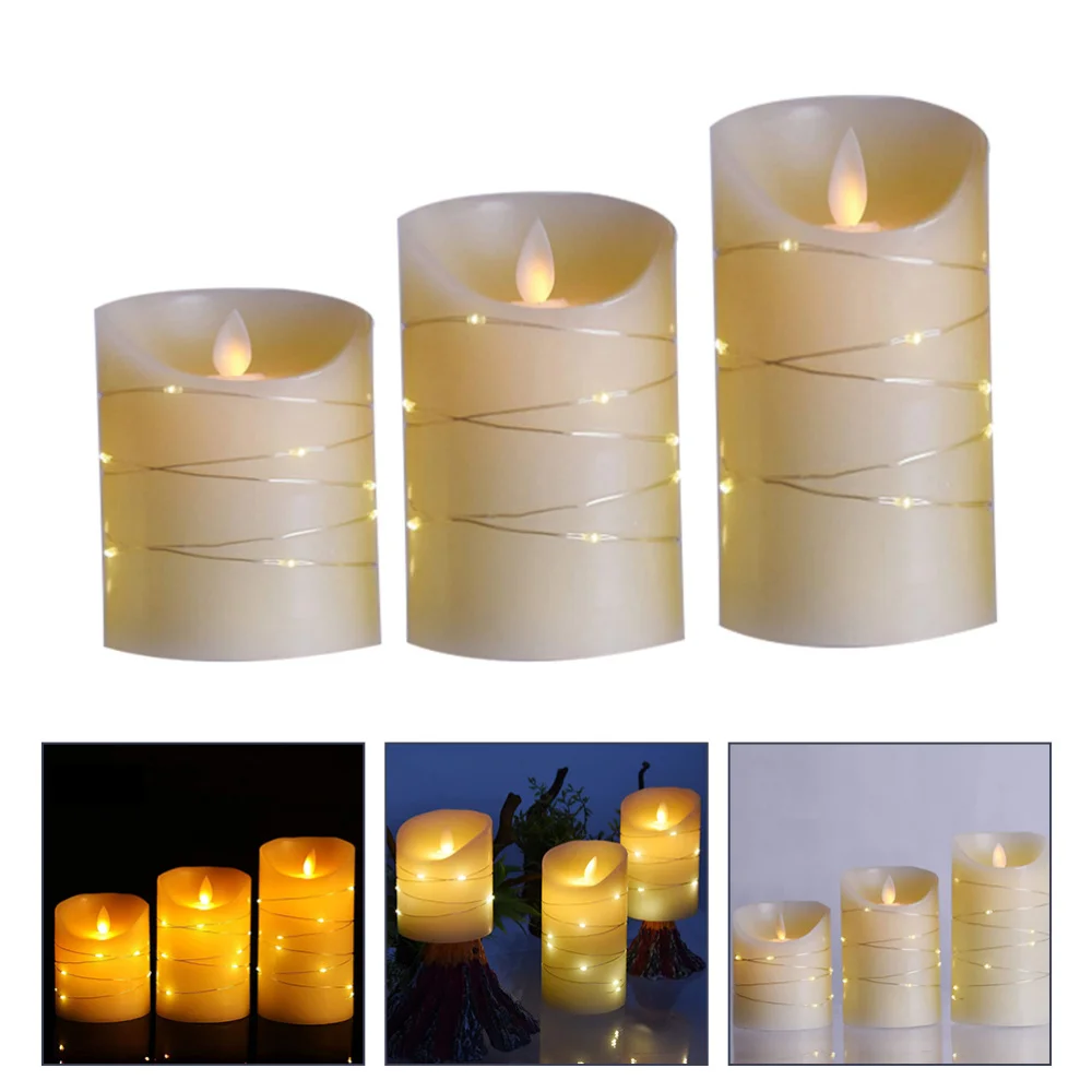 

1 set of Electronic Candle Lamp Candle Shaped Light Romantic Layout Props