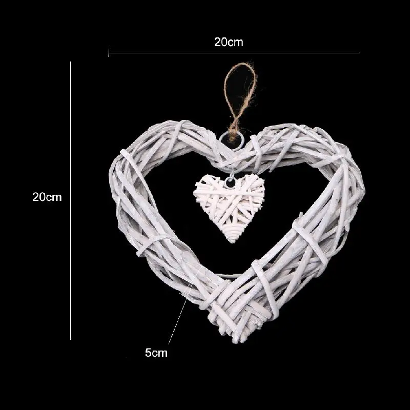 

Q0KF Heart Wicker Wreath Home Wall Hanging Wedding Birthday Party Ornament Decor