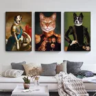 Смешные картины и принты для стен в скандинавском стиле, олень, кошка, собака, украшение для гостиной