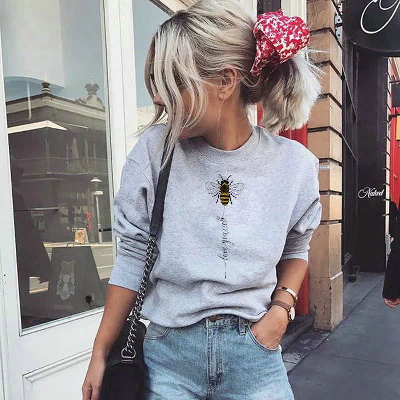 

Women Hoodie Love Yourself Printed Hoodies Women Fleece Long Sleeve O Neck Loose Sweatshirt Girls Pullovers Winter