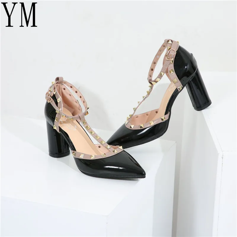 

Сексуальные сандалии-гладиаторы, женская обувь с острым носком, туфли-лодочки с заклепками и острым носком, женская свадебная обувь на высо...