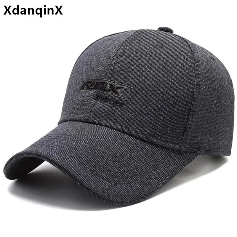 

XdanqinX New Men's Baseball Cap Snapback Cap Middle-aged Elderly Letter Embroidery Cotton Sports Caps Adjustable Size Bone Hat