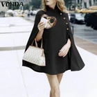 Женская однотонная накидка, куртка, повседневные шорты VONDA, пальто с карманами, верхняя одежда в стиле оверсайз, осень-весна 2021