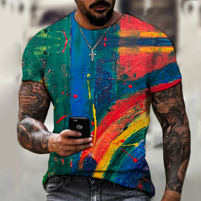 

2021 new novelty design t-shirt men's cartoon printing t-shirt men's Summer 3D printing
