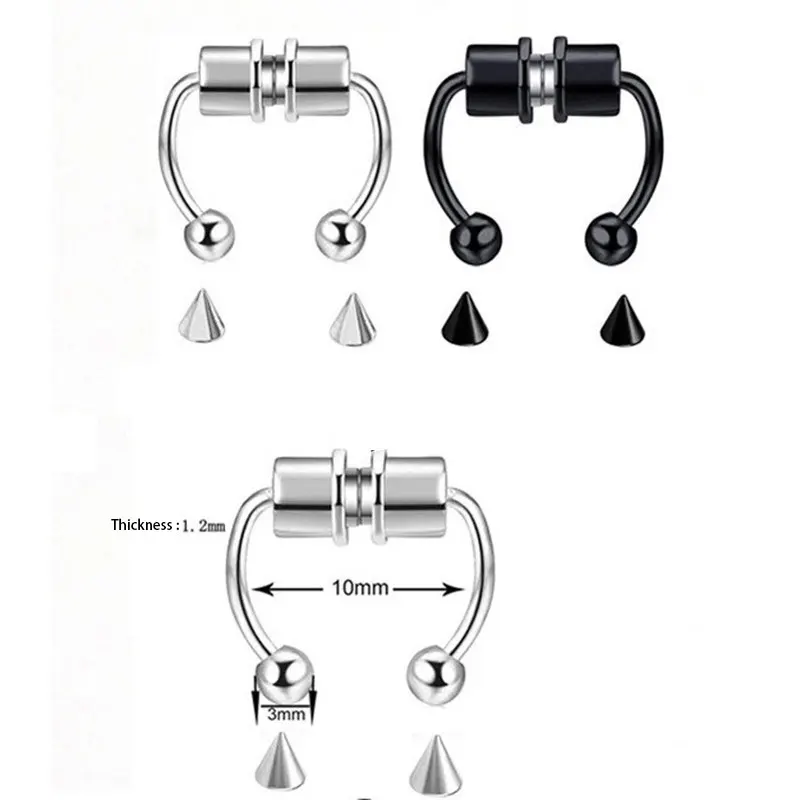 Искусственное кольцо-гвоздик для носа в стиле панк из нержавеющей стали женская
