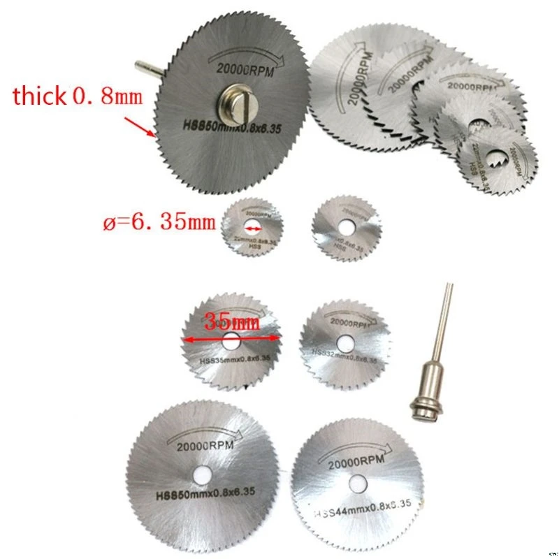 7pcs/set Mini High Speed Steel Saw Web Circular Rotary Cutting Blade Wheel Discs Mandrel Electric Grinding Accessories | Инструменты