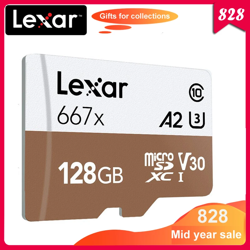 Карта Micro SD Lexar 667x 100% Оригинальная карта SDXC класс 10 64 ГБ 128 256 A2 U3 V30 1080p Full HD 3D 4K|Карты