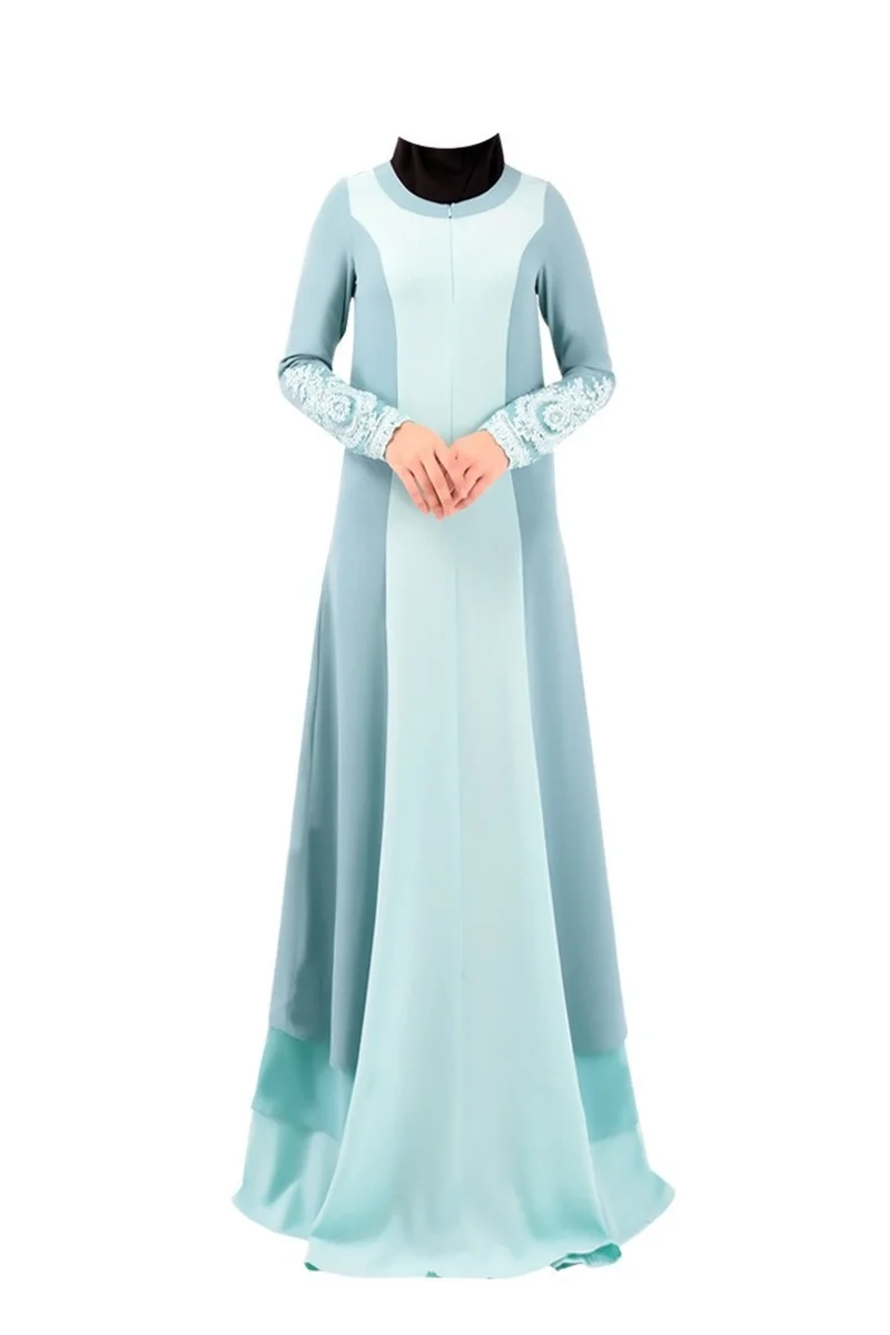 

Turkey Arab Dubai national costume color matching plus size robe Muslim embroidered dress women 2021