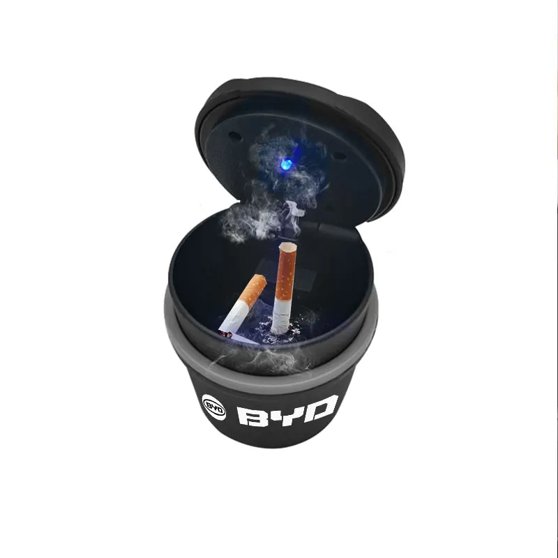 Контейнер для излишков пепла и мусора с подсветкой для автомобиля Car LED Ashtray Garbage Storage Cup Container Cigar Ash Tray For BYD Qin100 EV Tang DM 100 MAX Yuan E5 E6 Si M6 G3 G5 G7.