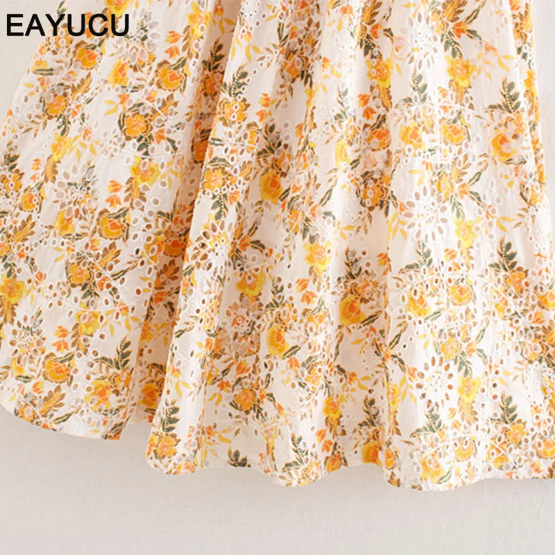 

EAYUCU Hollow Out Embroidery Floral Summer Woman Dress Elegant High Waist Long A line Dress Party Vestidos ED197