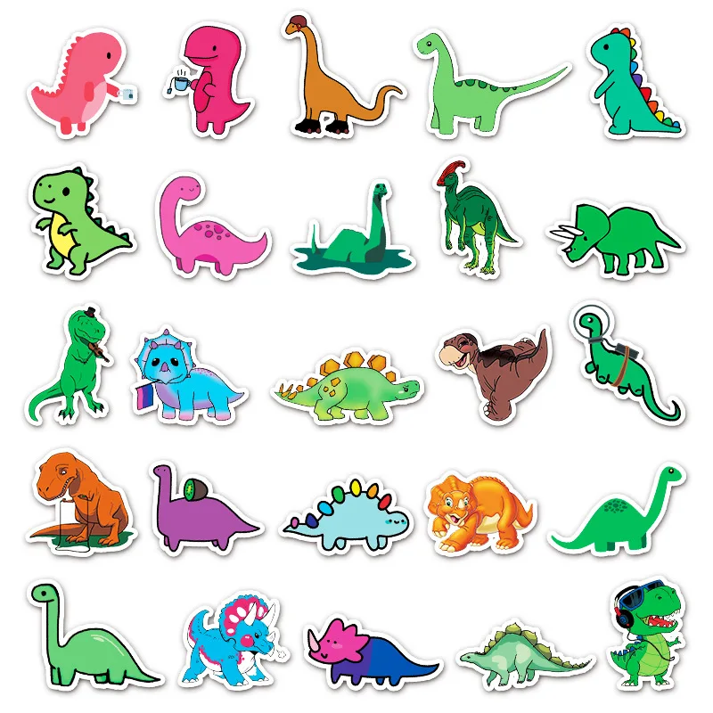 

50PCS Cartoon Unique Dinosaur Stickers DIY Phone Snowboard Laptop Luggage Fridge Guitar Graffiti Waterproof Classic Sticker Toys