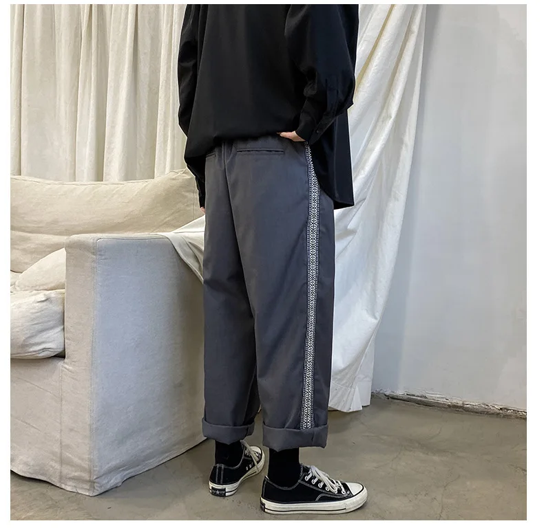 

Male Streetwear Hip Hop Vintage Fashion Patchwork Wide Leg Suit Pant Men Loose Straight Casual Pants Japan Korea Trousers