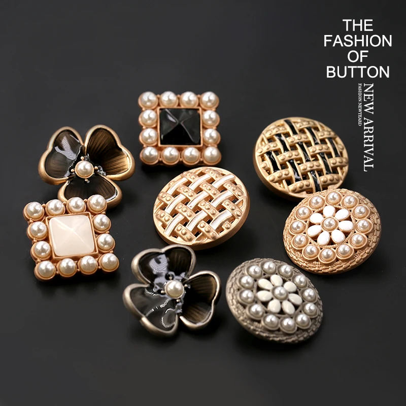 Винтажная металлическая Золотая брендовая пуговица для одежды Женское пальто