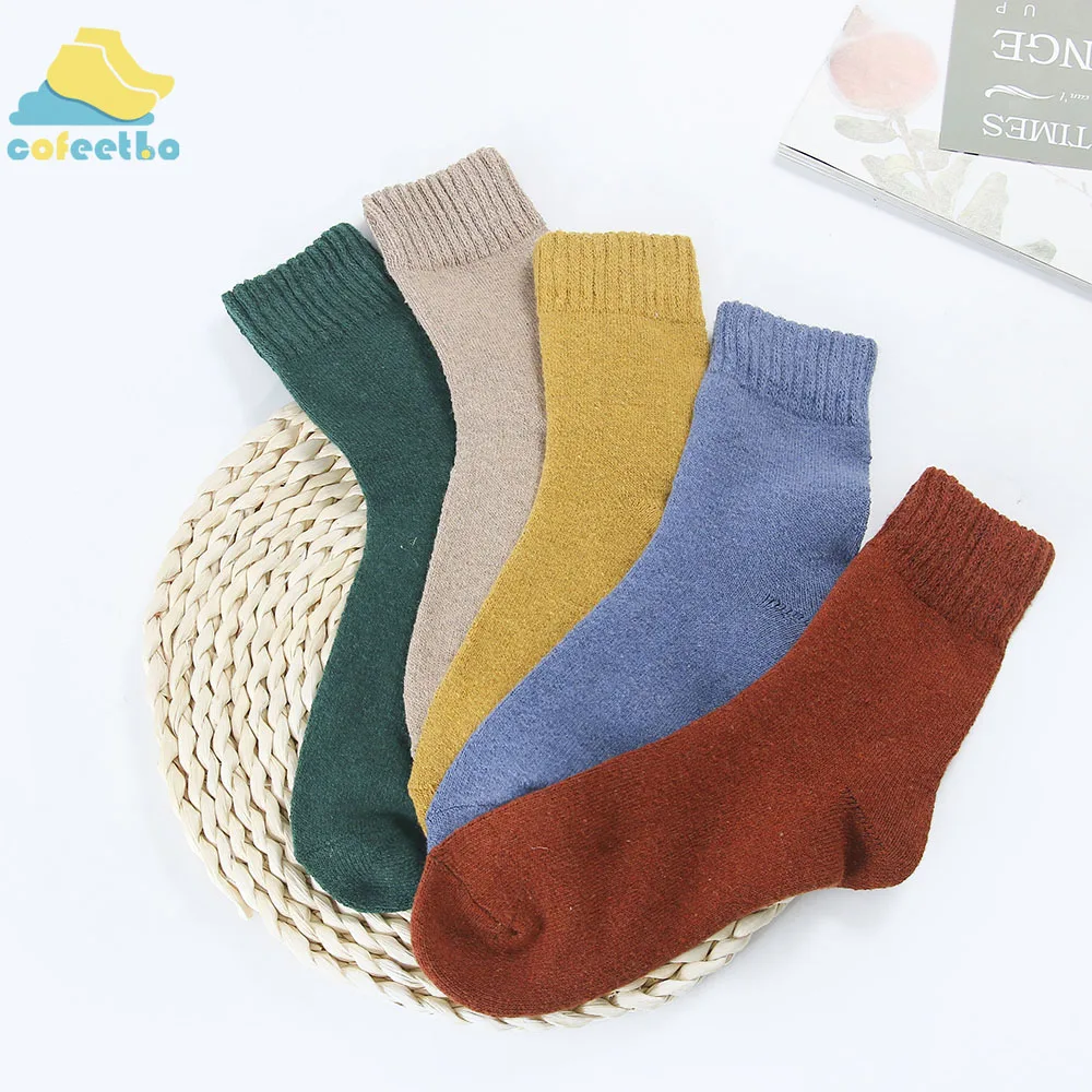 Женские толстые носки теплые однотонные с искусственным кроличьим мехом