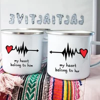 my heart belong to himher casual couples enamel water mugs bachelorette party wine drink juice coffee cups valentines day gift