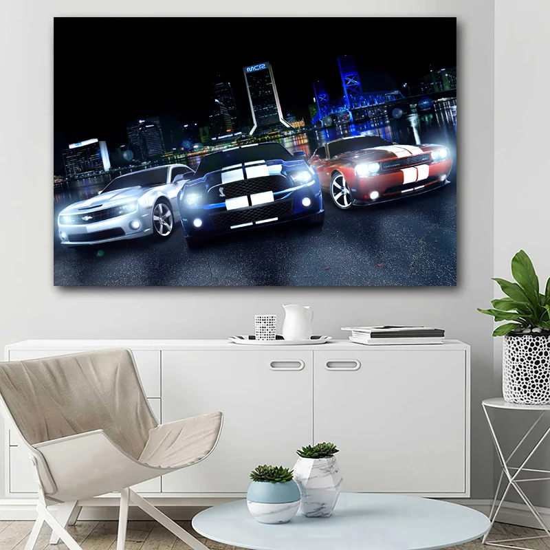 Постеры и принты мышечной машины Camaro Mustang Challenger обои холст настенные живописные картины для декора гостиной